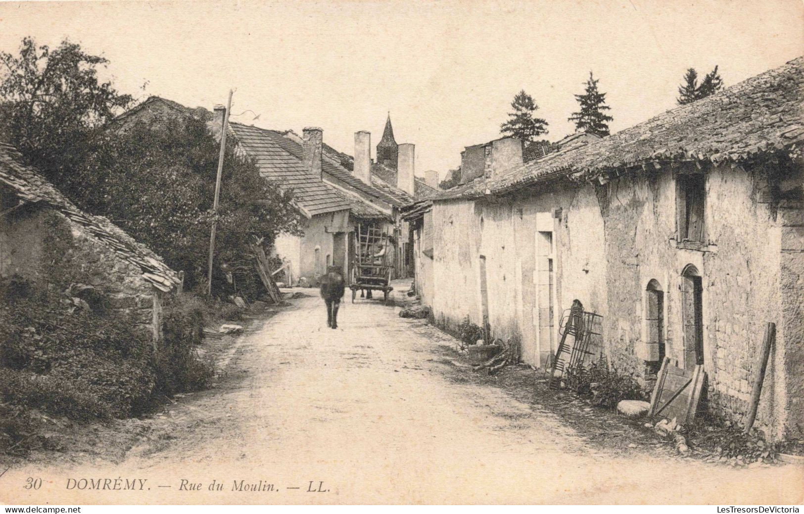 FRANCE - Domremy - Rue Du Moulin - LL - Cheval - Charrue - Carte Postale Ancienne - Domremy La Pucelle