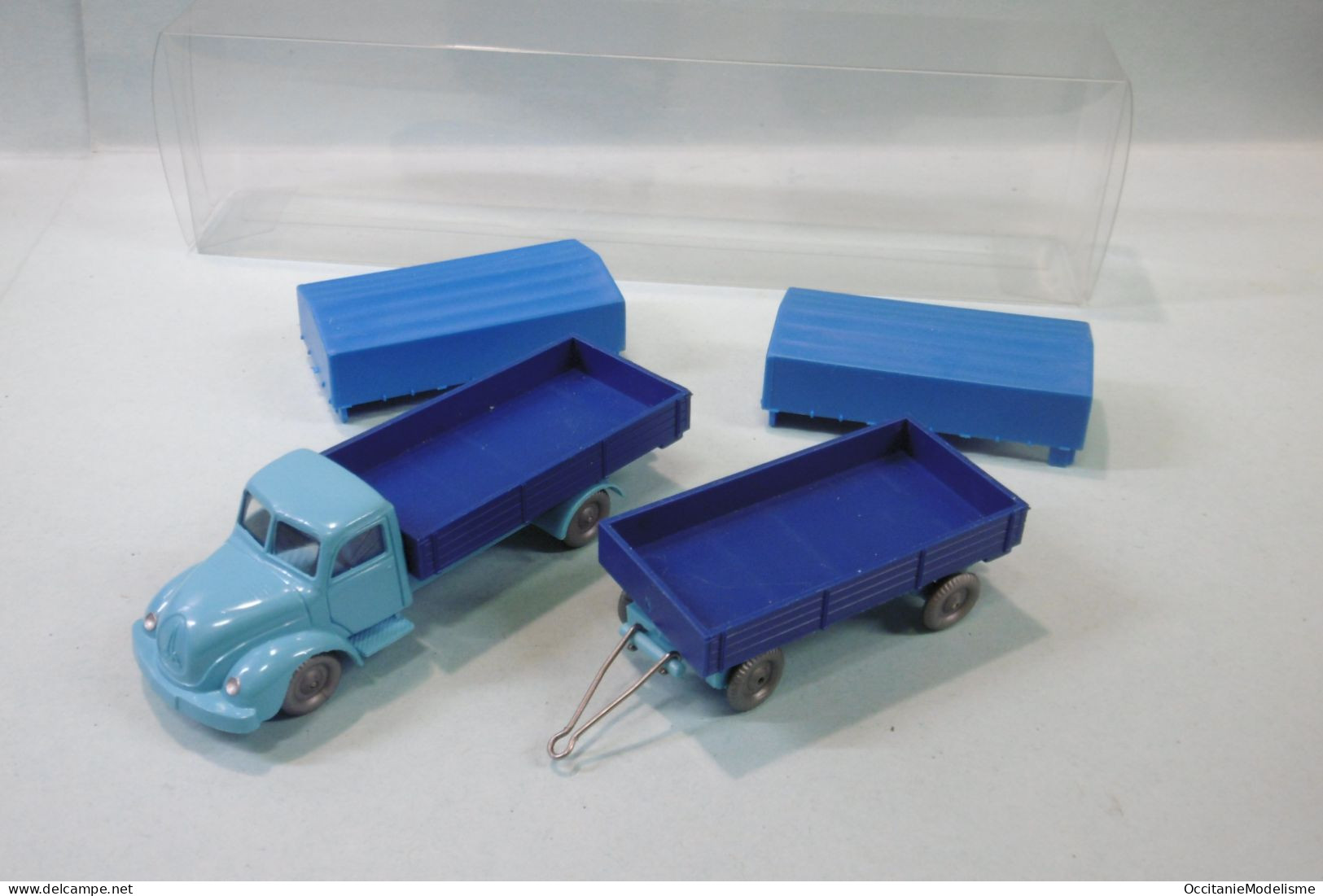 IMU - Camion MAGIRUS 3500 + Remorque Bleu Bâche Bleu HO 1/87 - Road Vehicles