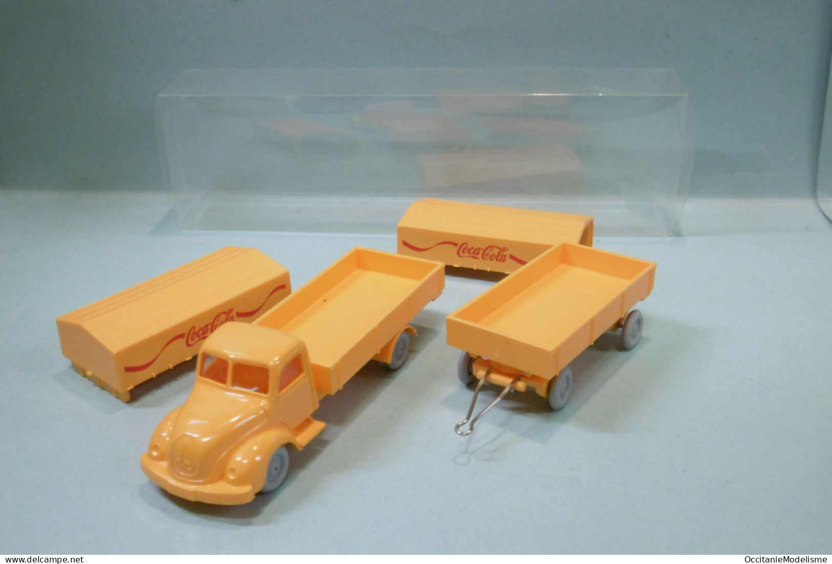 IMU - Camion MAGIRUS 3500 COCA COLA + Remorque Bâché Jaune Orangé HO 1/87 - Véhicules Routiers