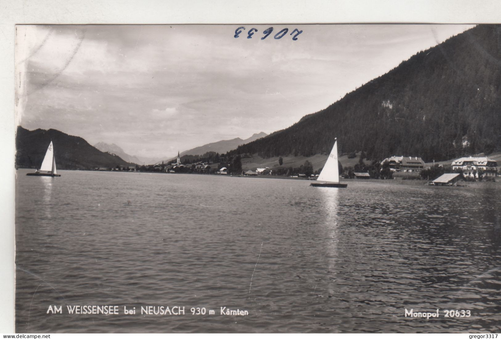 D2520) Am WEISSENSEE Bei NEUSACH - Kärnten - Alte FOTO AK Monopol 20633 Mit 2 Segelbooten U ..häusern - Weissensee