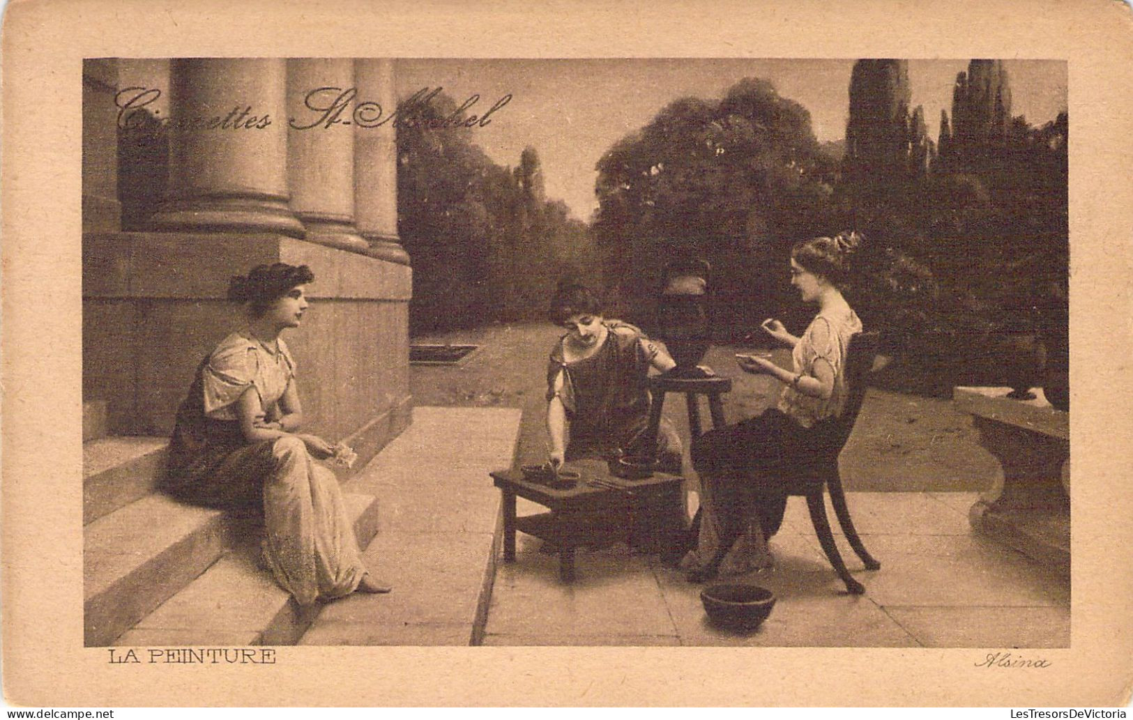 ILLUSTRATEUR Non Signée - La Peinture - Pub Cigarette St Michel - Carte Postale Ancienne - Non Classés