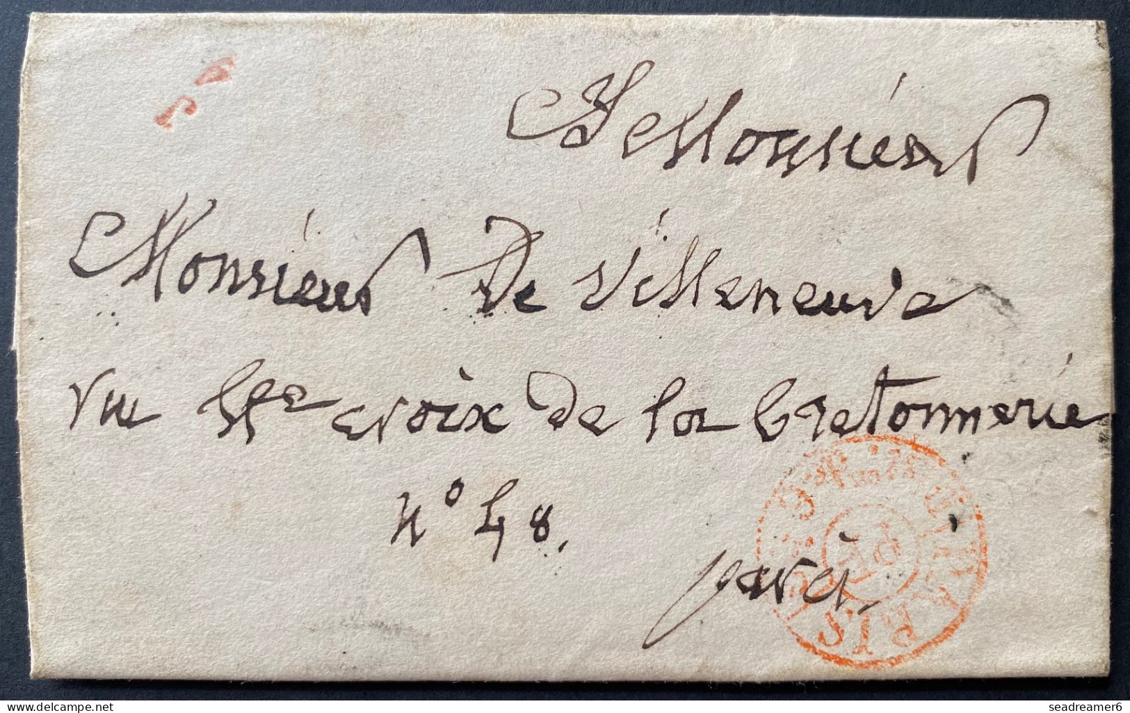 Lettre 1793 Petite Poste Privée De PARIS Indicatif De Boitiers " J/4 " En Port Payé  Dateur Rouge " PP /PARIS "  TTB - …-1845 Vorphilatelie