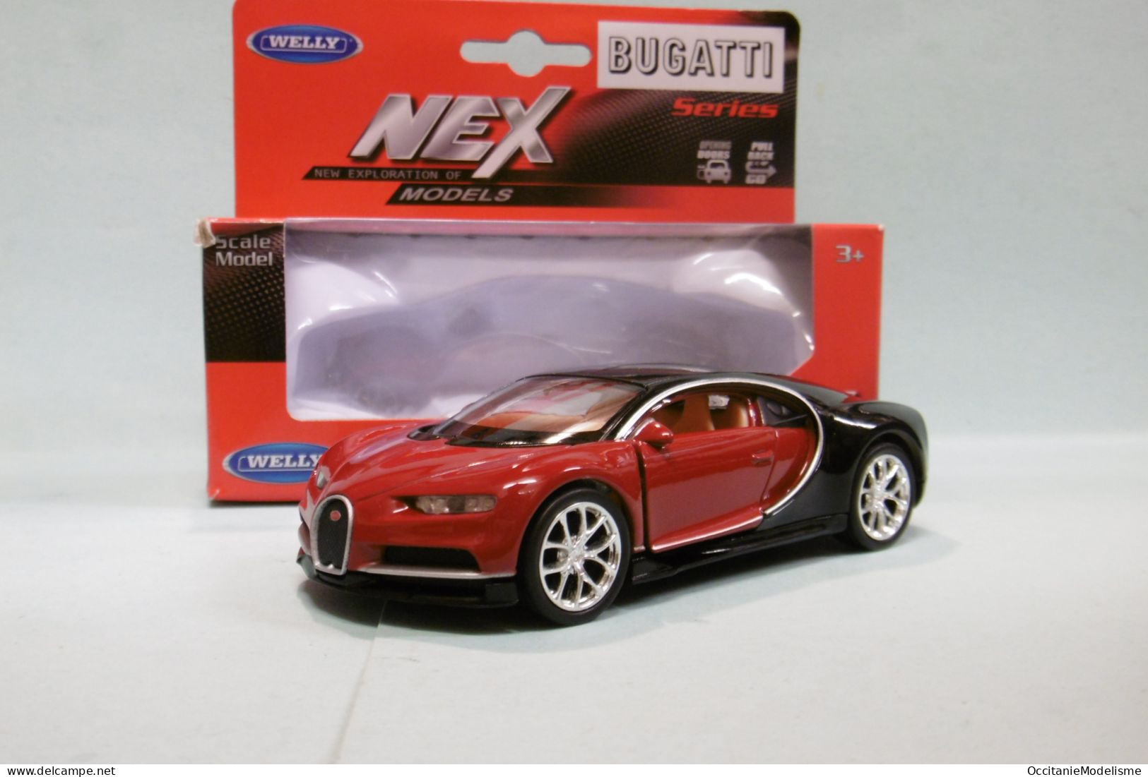 Welly Nex - BUGATTI CHIRON Rouge Et Noir Réf. 43738 BO 1/39 - Welly