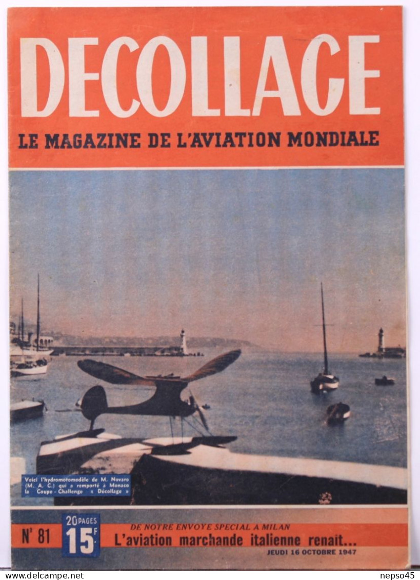 Magazine " Décollage " Aviation Mondiale.Hydromotomodèle.Hélicoptère Pour Vol De Nuit.cravate Commandeur à Maryse Bastié - Aviation