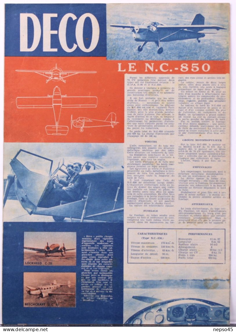 Magazine " Décollage " Aviation Mondiale.Hydromotomodèle.Hélicoptère Pour Vol De Nuit.cravate Commandeur à Maryse Bastié - Aviation