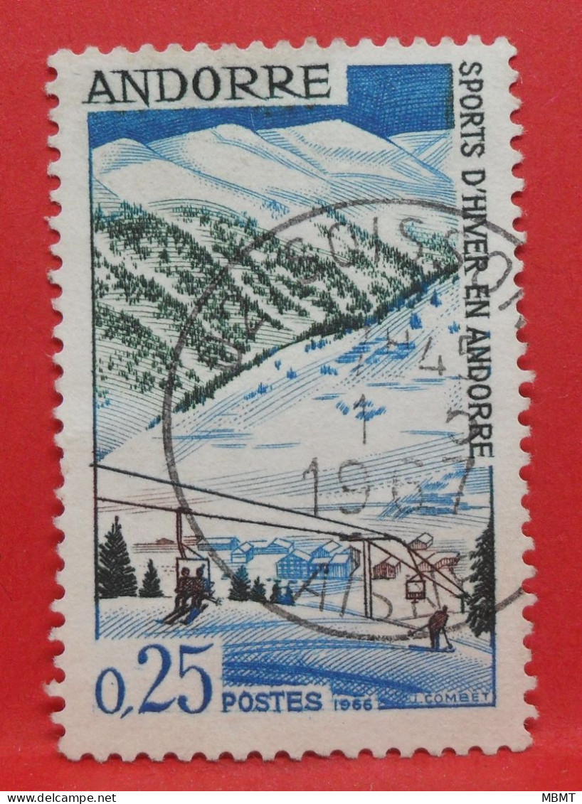 N°195 - 0.25 Franc - Année 1966 - Timbre Oblitéré Andorre Français - - Usados