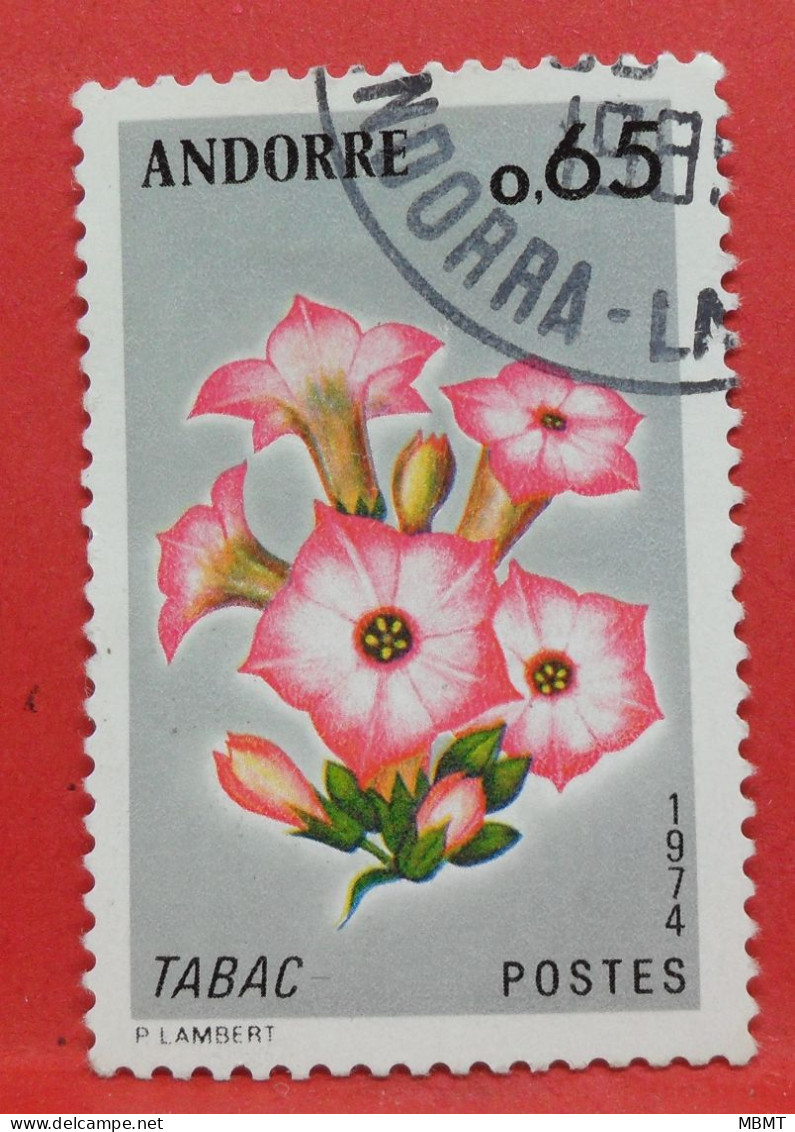 N°256 - 0.65 Franc - Année 1974 - Timbre Oblitéré Andorre Français - - Oblitérés