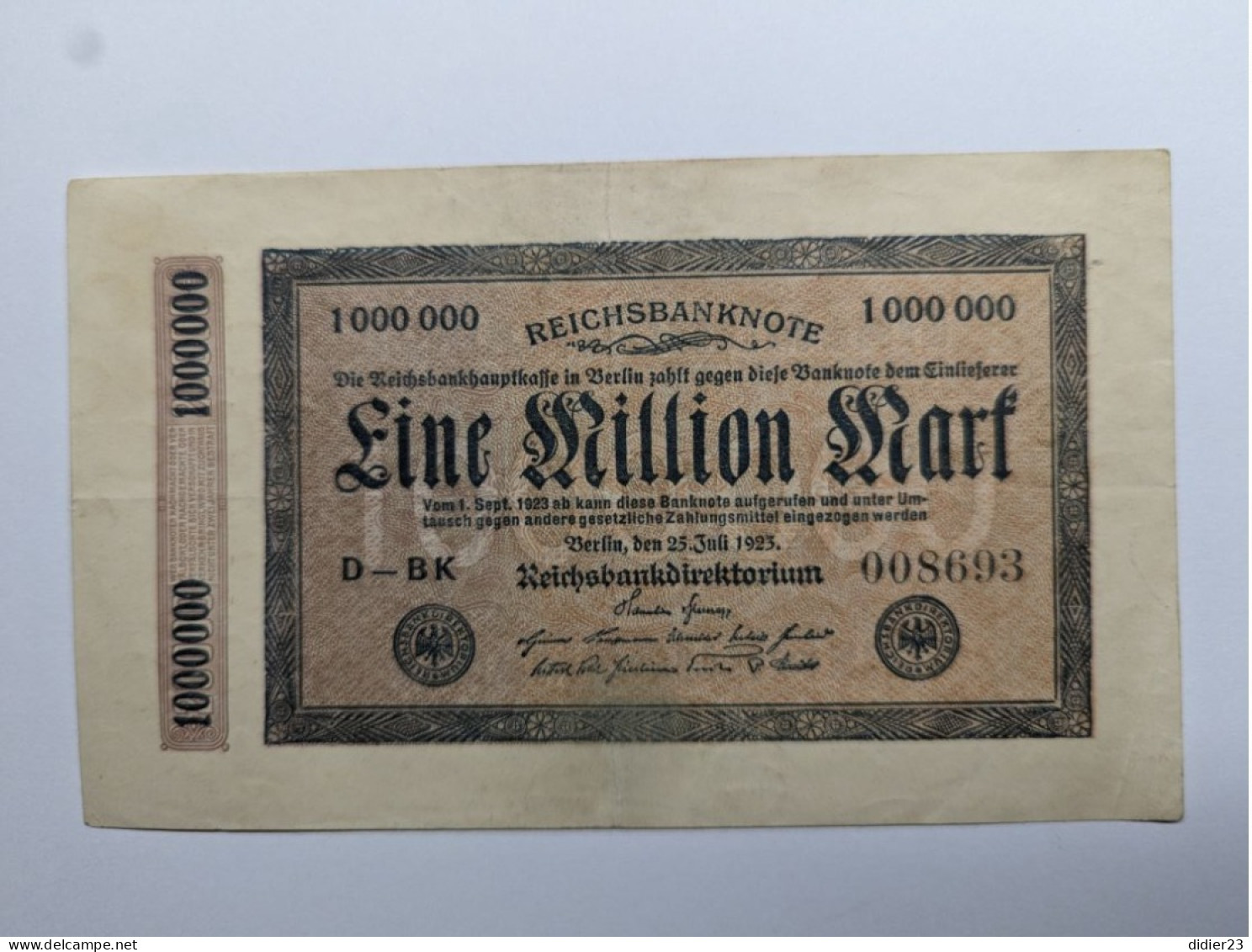 BILLET DE BANQUE ALLEMAGNE 1 000 000 - Collezioni