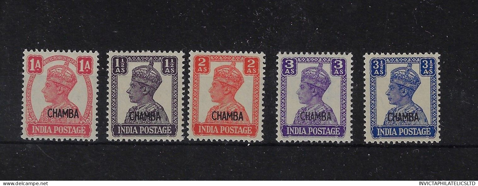 INDIAN STATES: CHAMBA SG111/115, 1A TO 3½A MNH - Chamba