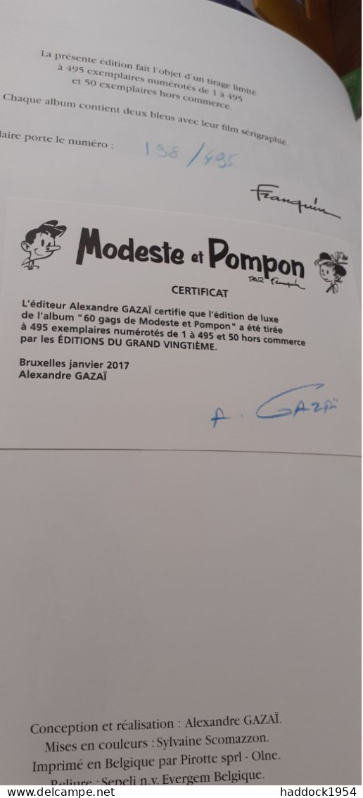 60 Aventures De MODESTE Et POMPON FRANQUIN éditions Du Grand Vingtième 2017 - Modeste Et Pompon