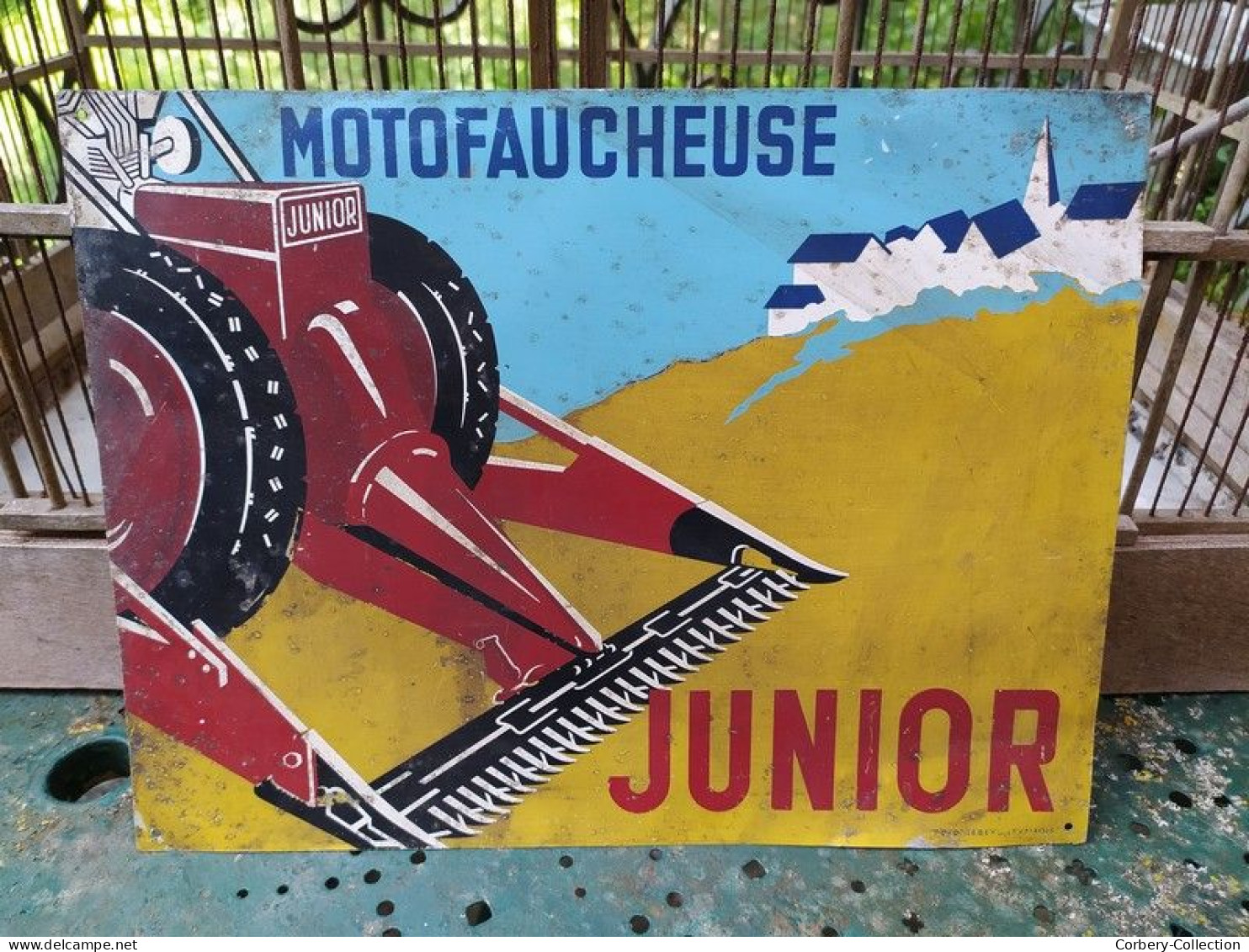 Ancienne Plaque Publicitaire Motofaucheuse Junior Tracteur - Autres & Non Classés