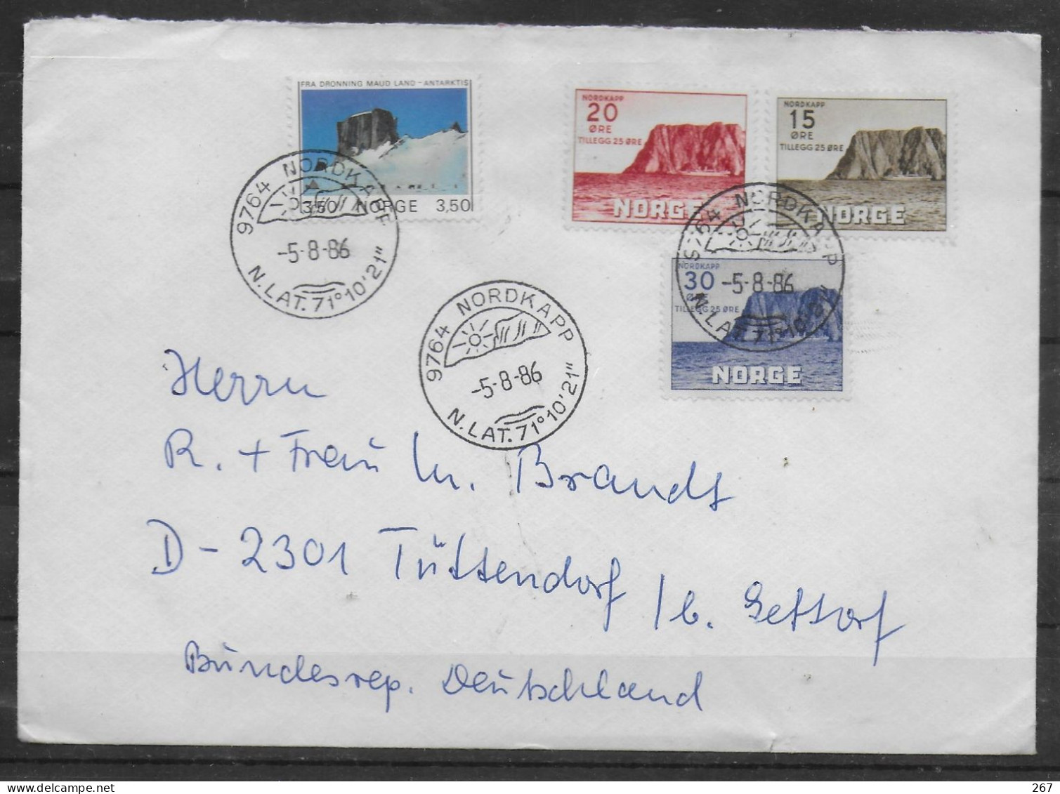 NORVEGE Lettre 1986 Le Cap Nord Antarctique - Autres & Non Classés