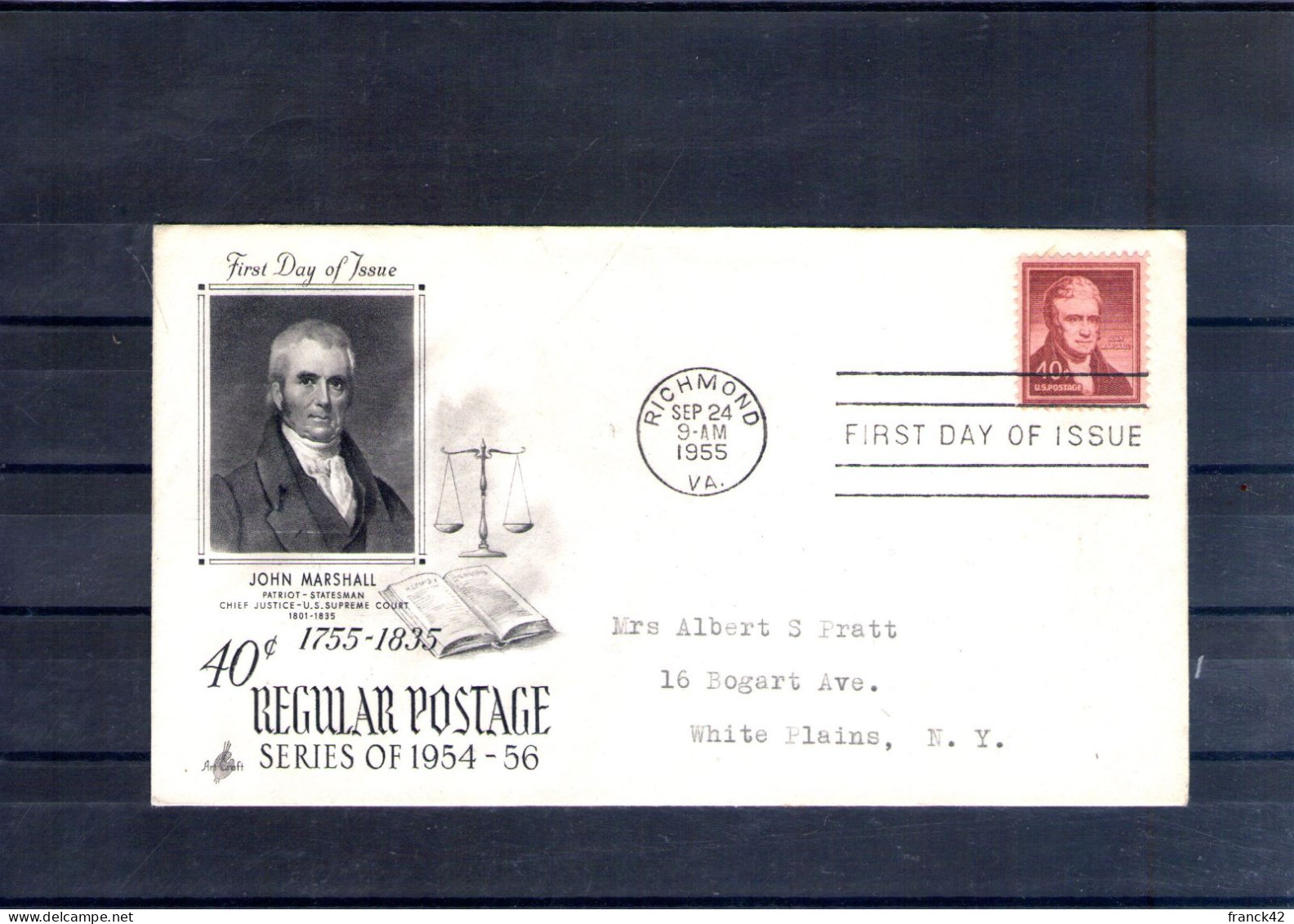 Etats Unis. Enveloppe Fdc. John Marshall. Richmond. 24/09/1952 - 1951-1960