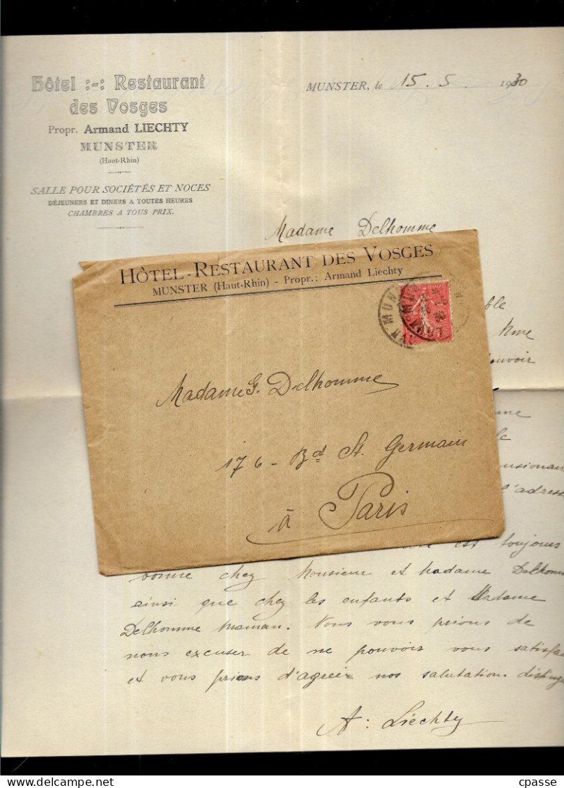 Lettre à En-tête Commerciale + Courrier Autographe, 68 MUNSTER, HÔTEL-RESTAURANT Des VOSGES, Armand LIECHTY Propriétaire - Sports & Tourisme