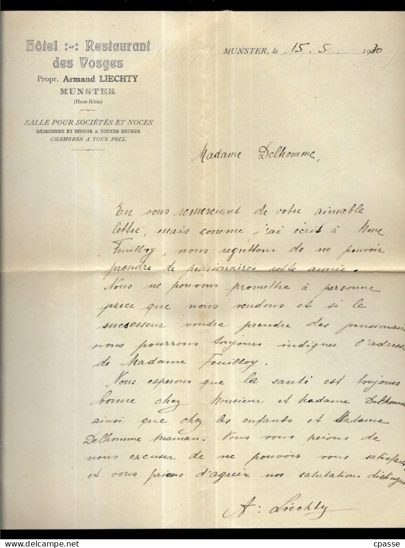 Lettre à En-tête Commerciale + Courrier Autographe, 68 MUNSTER, HÔTEL-RESTAURANT Des VOSGES, Armand LIECHTY Propriétaire - Sport & Tourismus