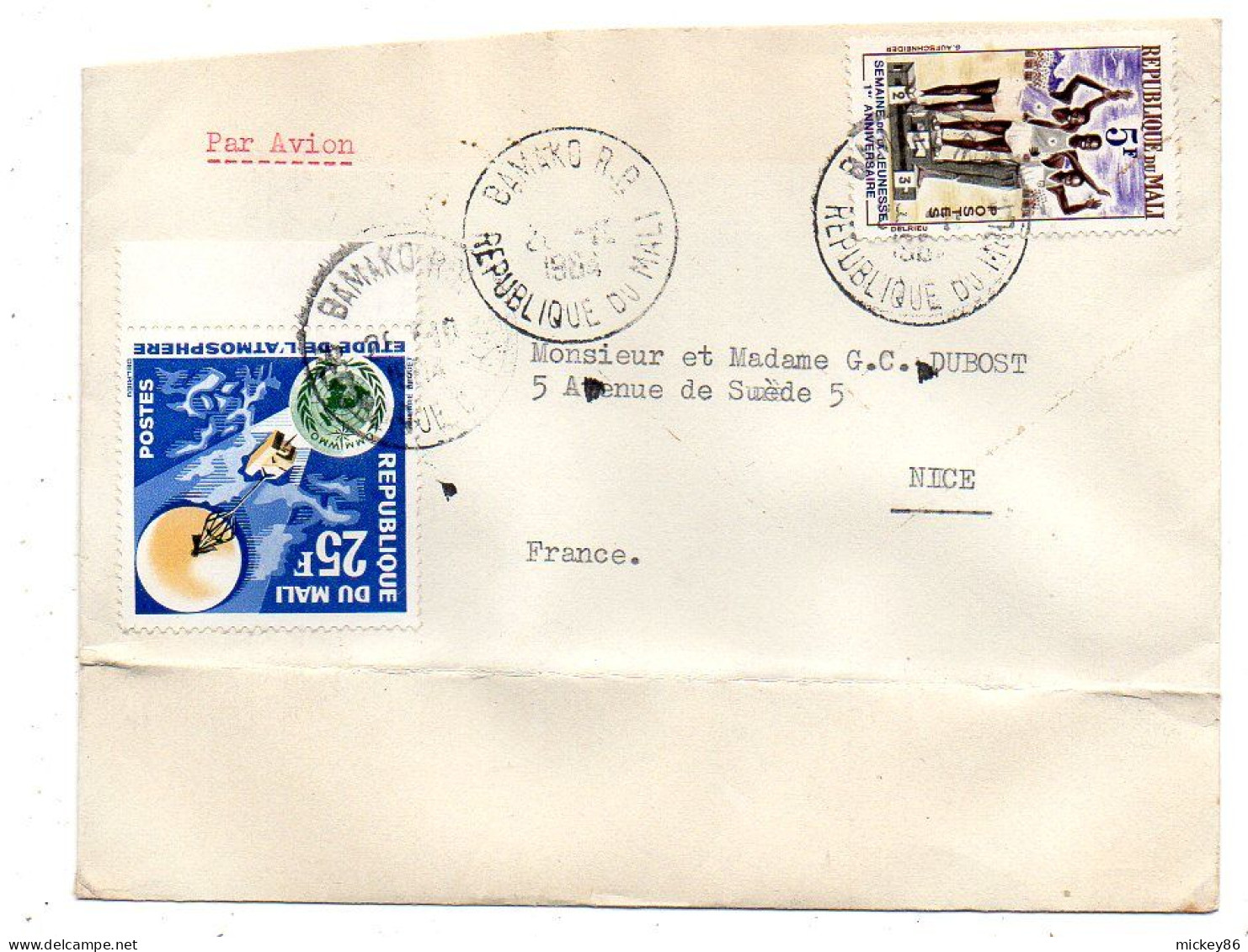 MALI--1964-- Lettre De BAMAKO Pour NICE (France) ...timbres...cachets .. - Malí (1959-...)