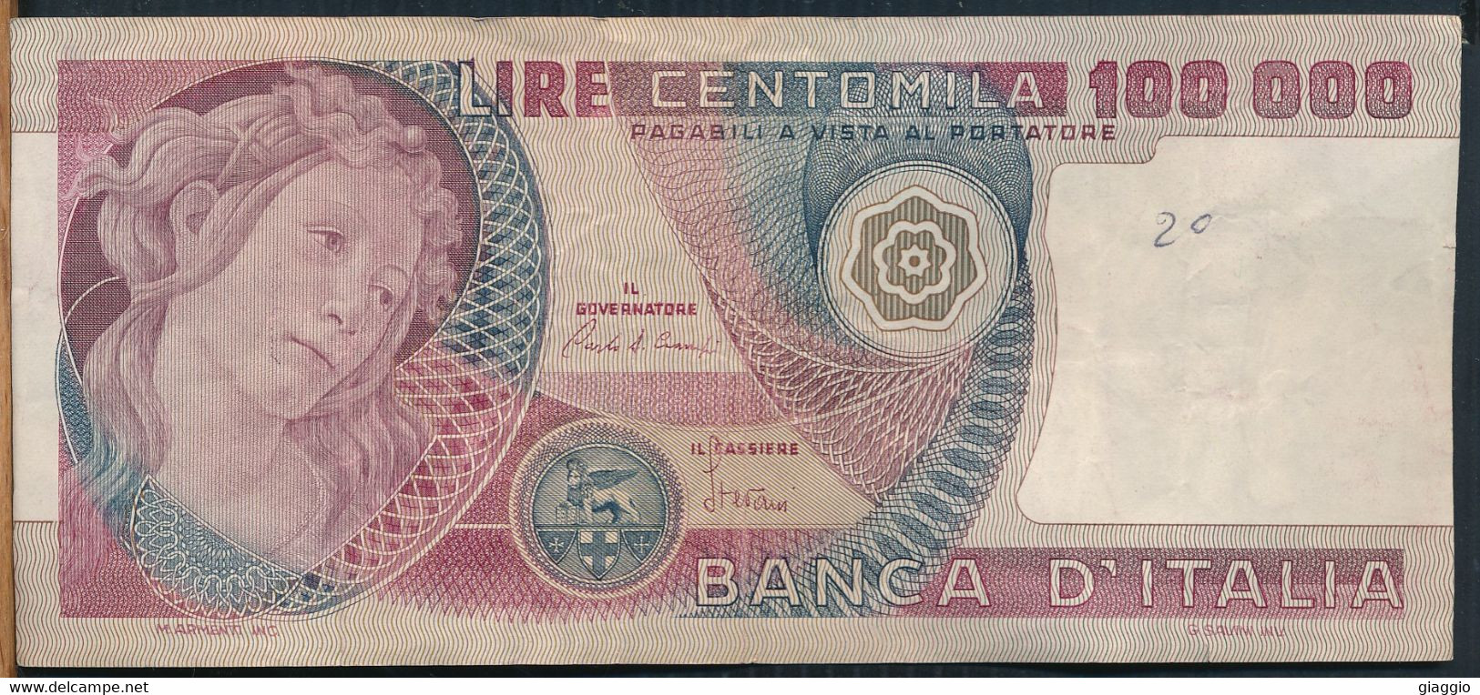 °°° ITALIA - 100000 LIRE BOTTICELLI 01/07/1980 SERIE KA °°° - 100000 Lire