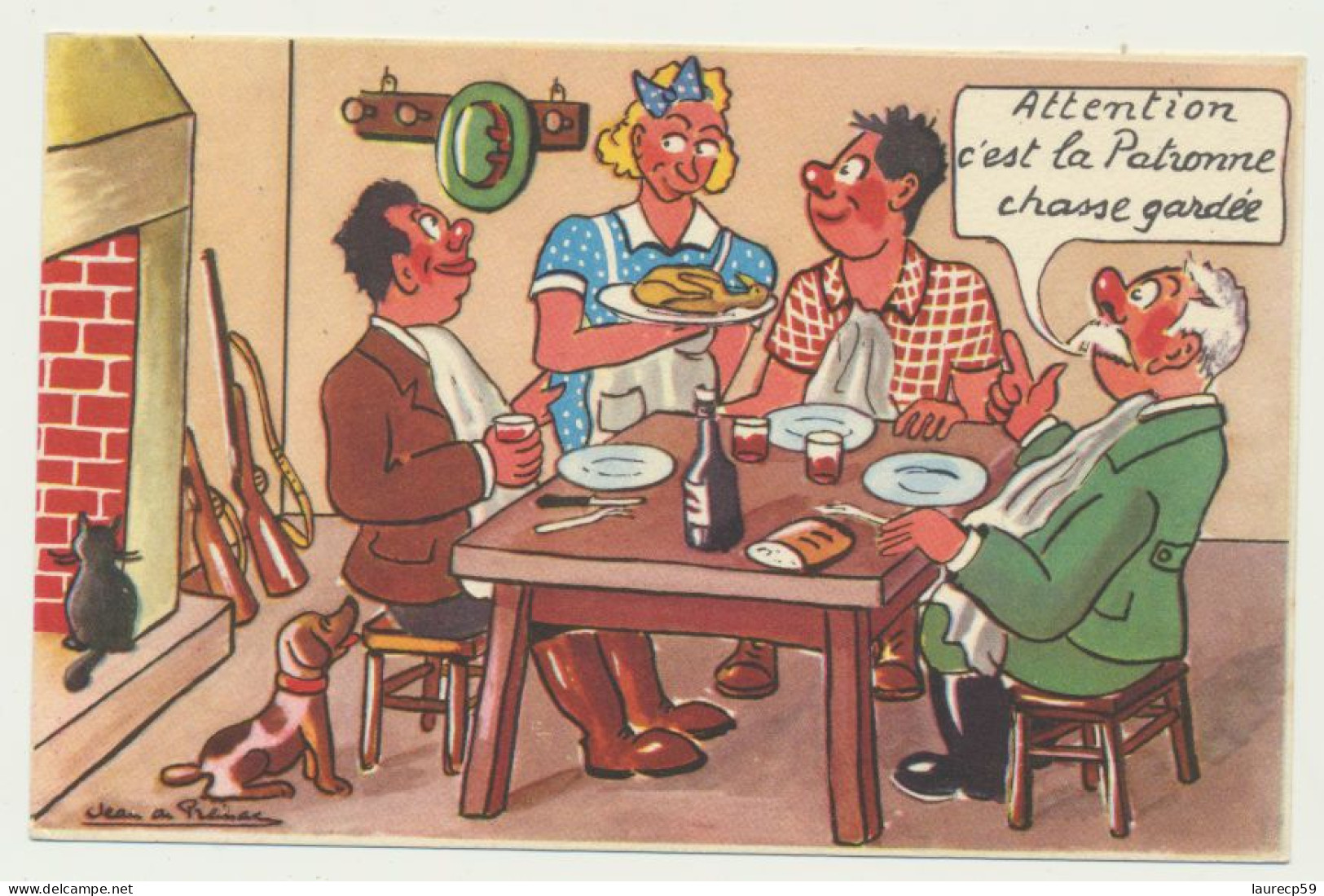 Lot De 4 Cartes Fantaisie -  Humour Humoristique - Thème "au Café..."..- Illustrateur Jean De Preissac - Preissac