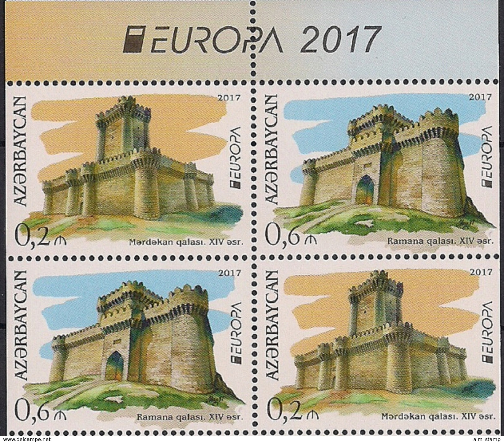 2017  Aserbaidschan Mi. 1193-4 D **MNH  Europe Cept Castles - 2017