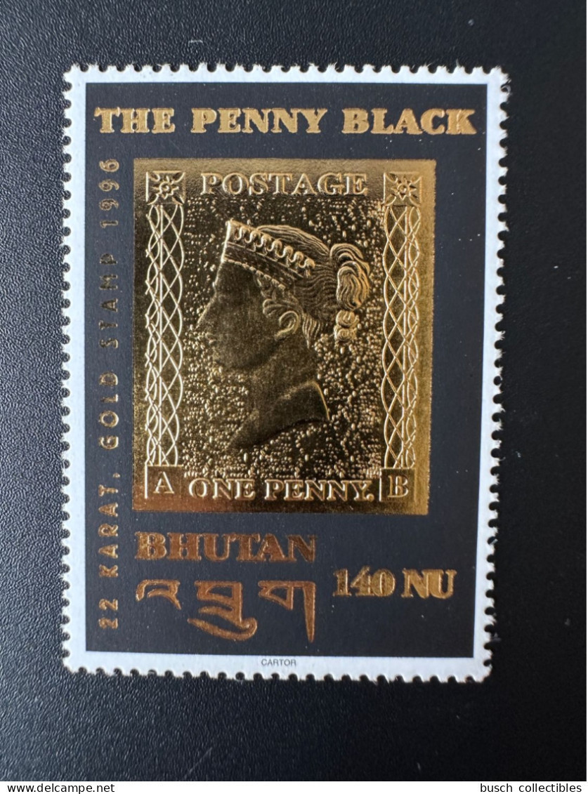 Bhutan 1996 Mi. 1632 The Penny Black 22 Karat First Stamp On Stamp Gold Or - Bhután