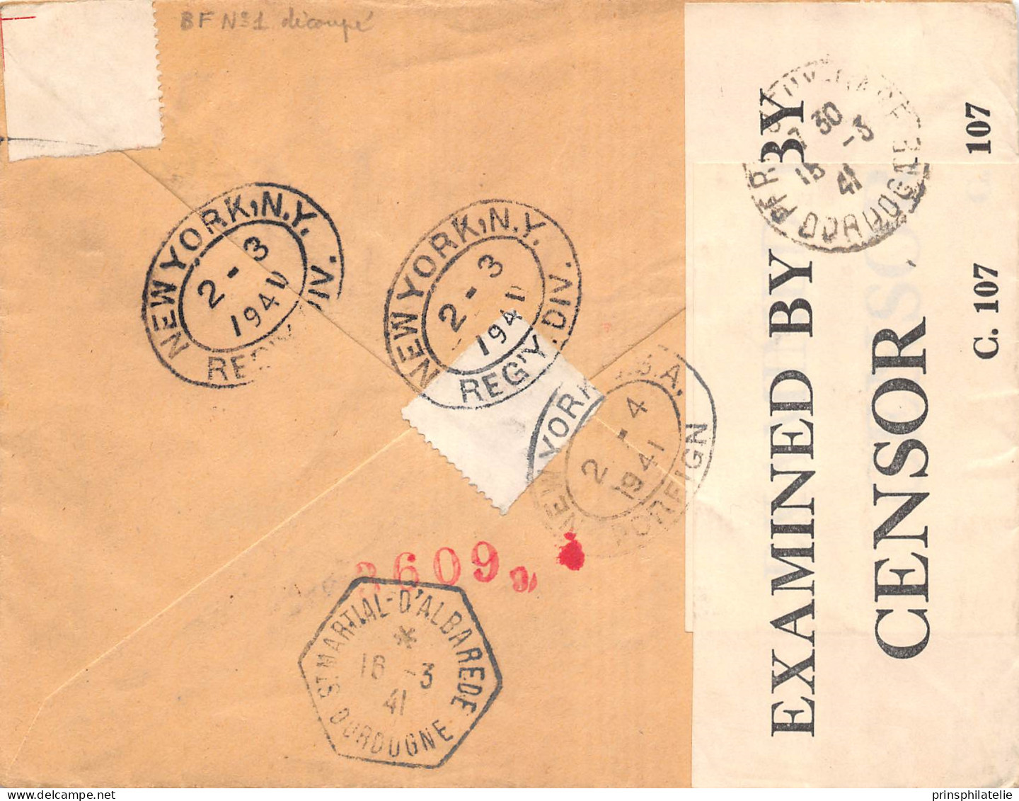 LETTRE RECOMMANDEE DE SAINT PIERRE ET MIQUELON AVEC BLOC EXPO DE 37 DECOUPE AU FORMAT TIMBRE ET CENSUREE=> FRANCE  COVER - Briefe U. Dokumente