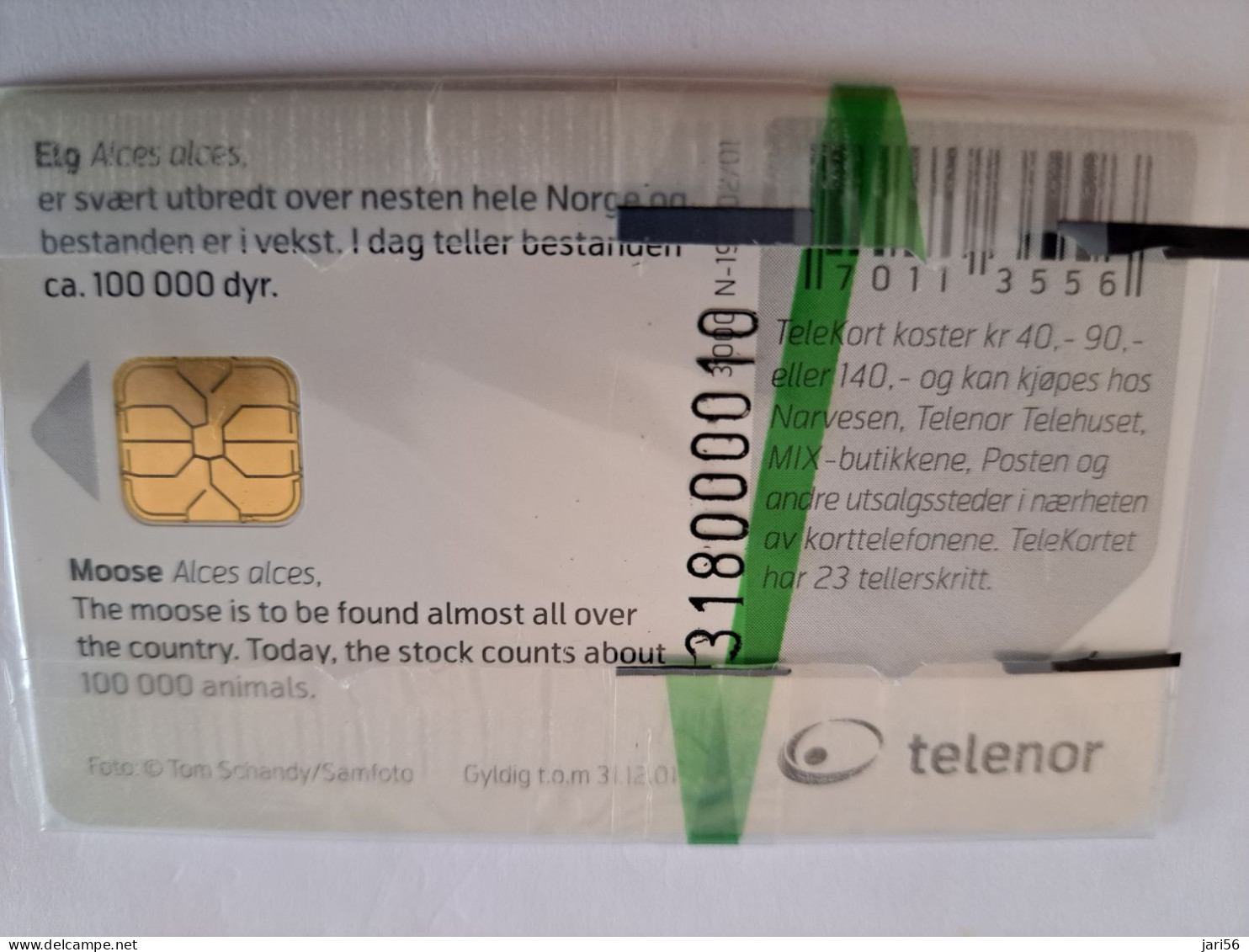 NORWAY / CHIPCARD/  TELENOR / 40 NOK  / ELAND/ELG/ELK / TIRAGE 3000 /    N-198  MINT IN WRAPPER **14515** - Norvège