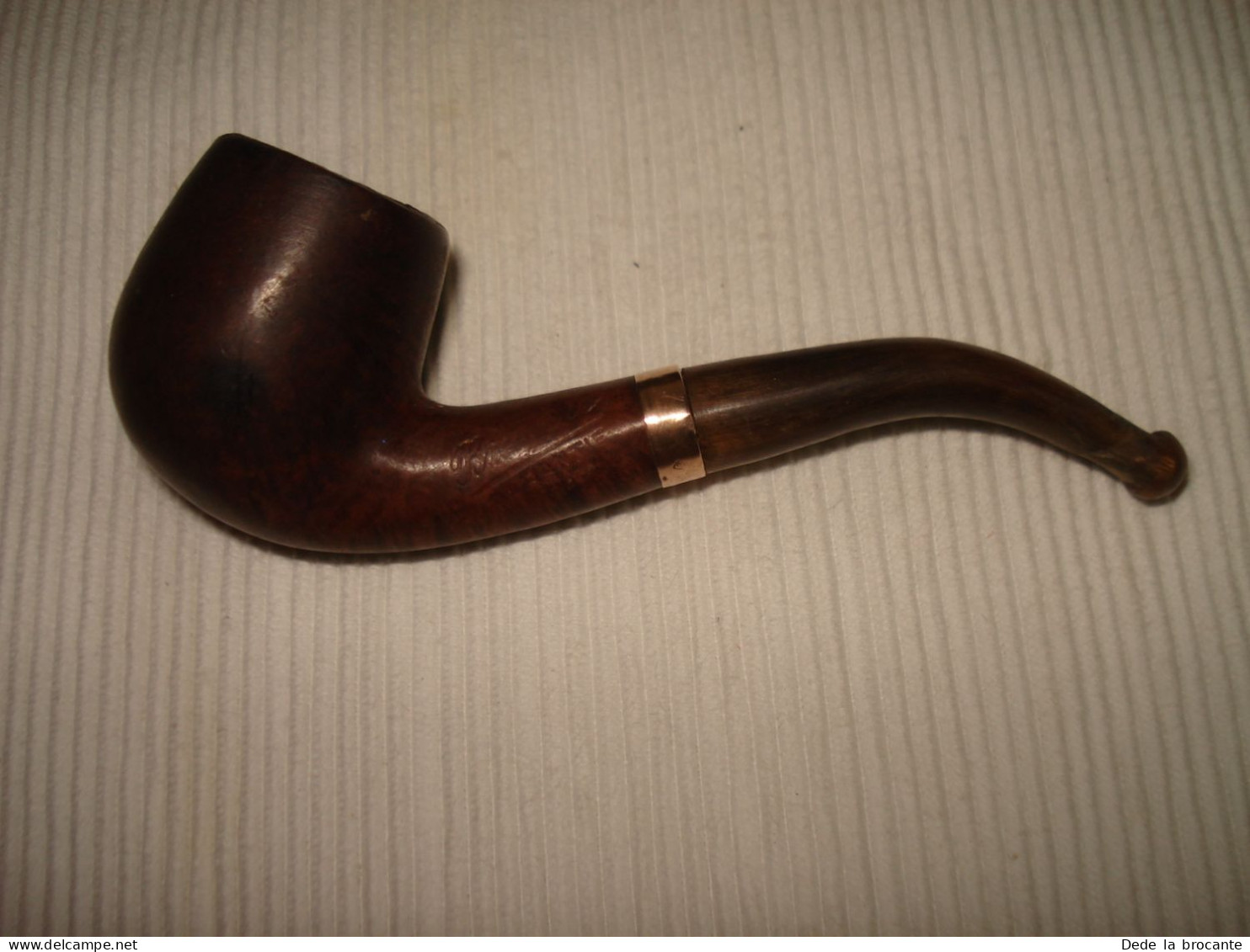 O9 / Pipe  Courbée En Bruyère Garantie  -  Bague Avec Poinçon - OR ? Vermeille ? - Bruyerepfeifen