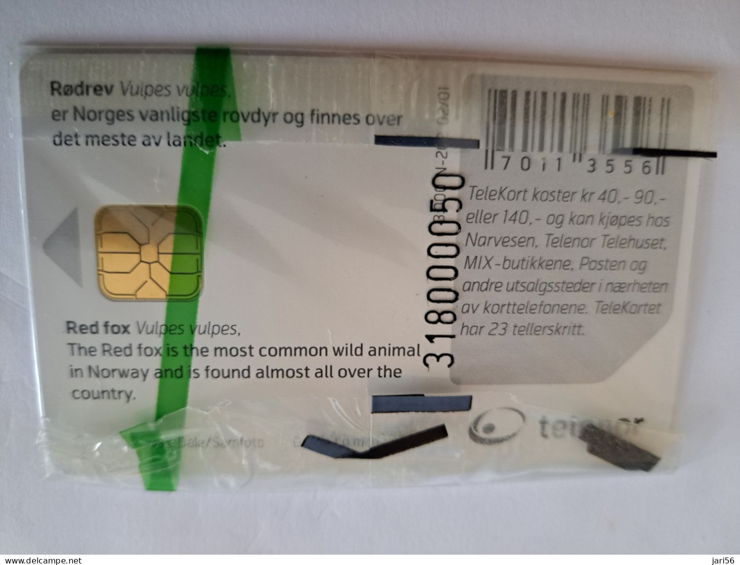 NORWAY / CHIPCARD/  TELENOR / 40 NOK  / RED FOX/RODREV  / TIRAGE 3000 /    N-202  MINT IN WRAPPER **14519** - Norvegia