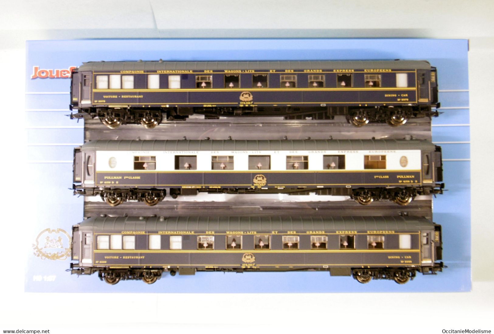 Jouef - Coffret 3 Voitures CIWL Restaurant Pullman ép. V / VI SNCF Réf. HJ4156 Neuf NBO HO 1/87 - Passagierwagen