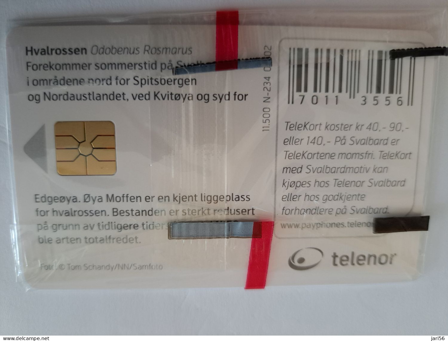 NORWAY / CHIPCARD/  TELENOR / 40 NOK  / SVALBARD / HVALROSSEN/ WALRUS/  TIRAGE 11.500 / N-234  MINT IN WRAPPER **14522** - Norvège