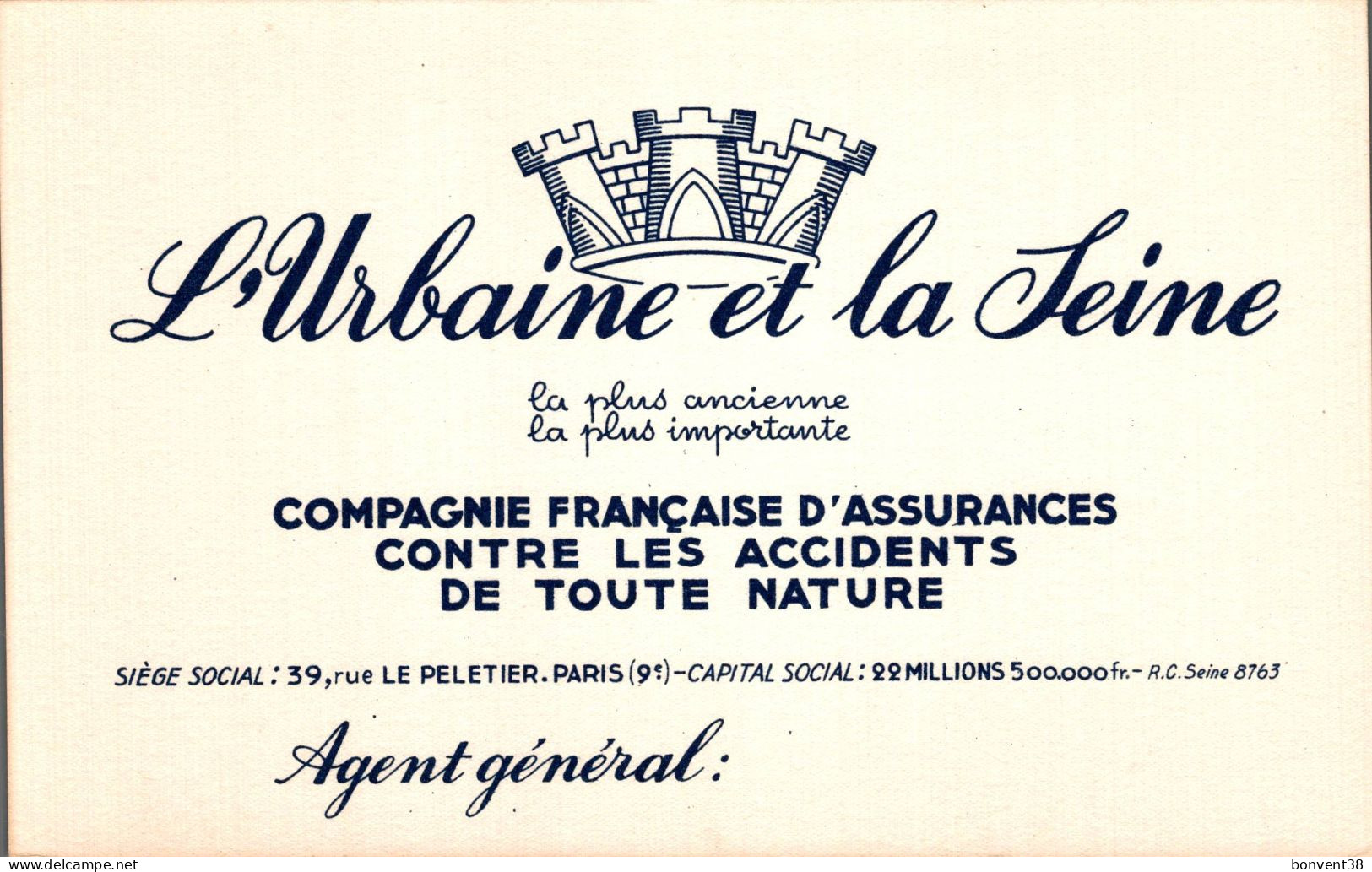 J0108 - BUVARD - L'URBAINE Et La SEINE - Compagnie Française D'Assurance - FFF - Bank & Versicherung