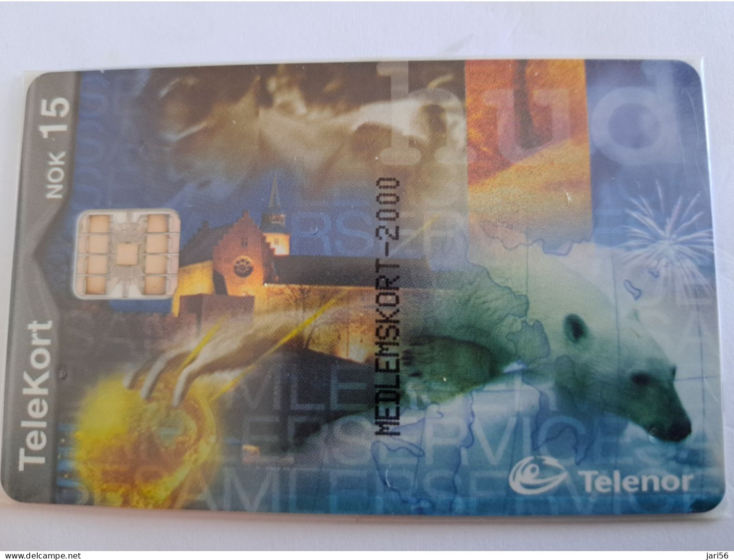 NORWAY / CHIPCARD/  TELENOR / 15 NOK  / POLARBEAR/MEDLEMSKART 2000  /  TIRAGE 1.000 / A-5  MINT IN WRAPPER **14525** - Norvège