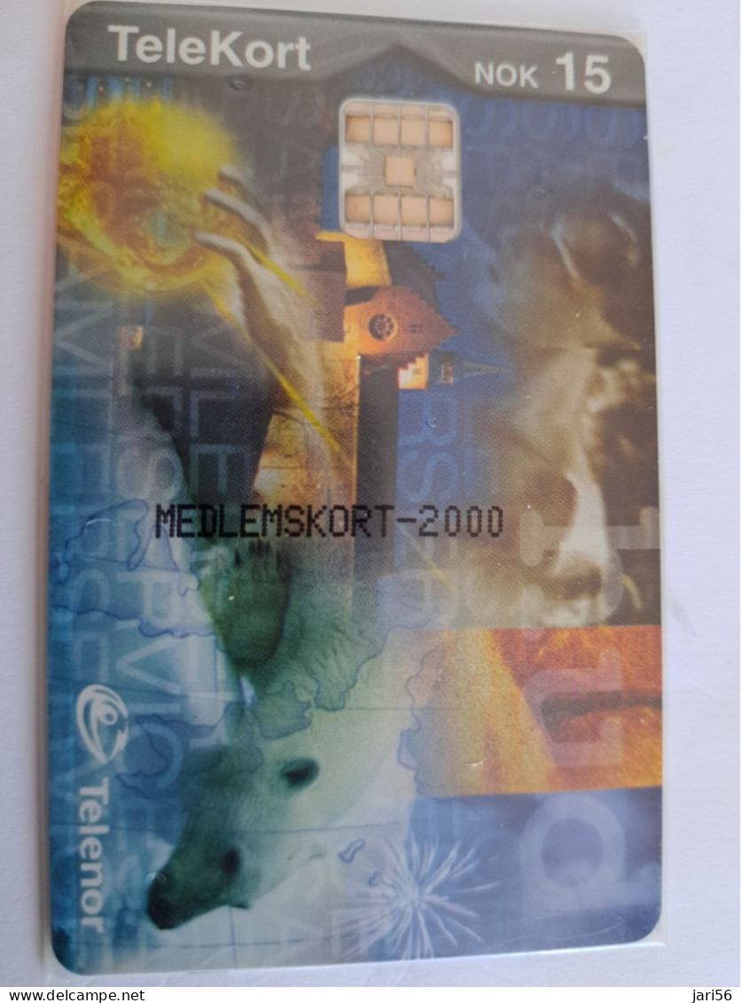 NORWAY / CHIPCARD/  TELENOR / 15 NOK  / POLARBEAR/MEDLEMSKART 2000  /  TIRAGE 1.000 / A-5  MINT IN WRAPPER **14525** - Norwegen