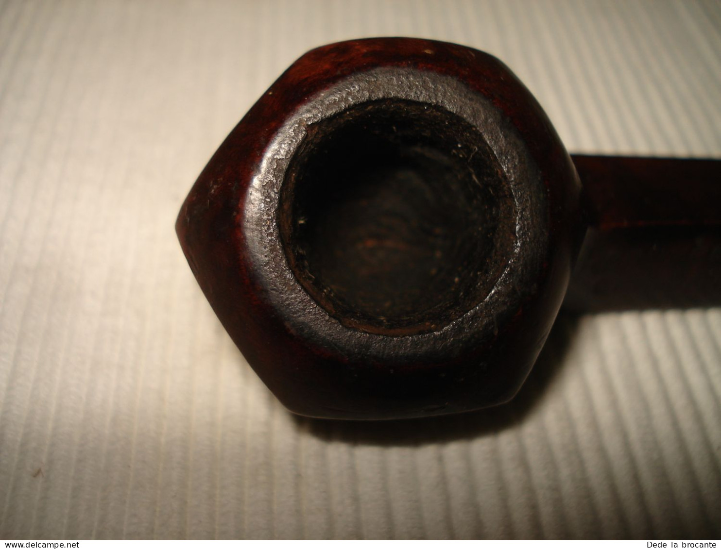 O9 / Pipe  Bruyère Garanti - 13,5 Cm  - Forme Hexagonale - Bague Or ?? Laiton ?? - Heather Pipes