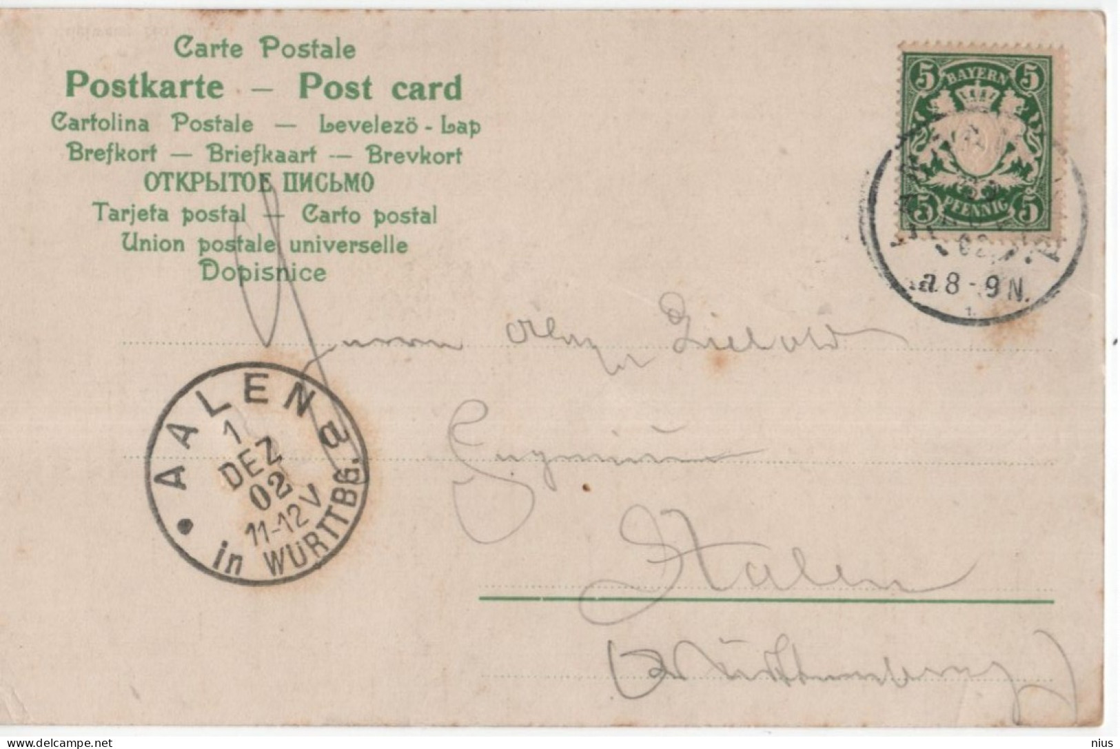 Germany Deutschland 1902 Greeting Card, Aalen - Aalen