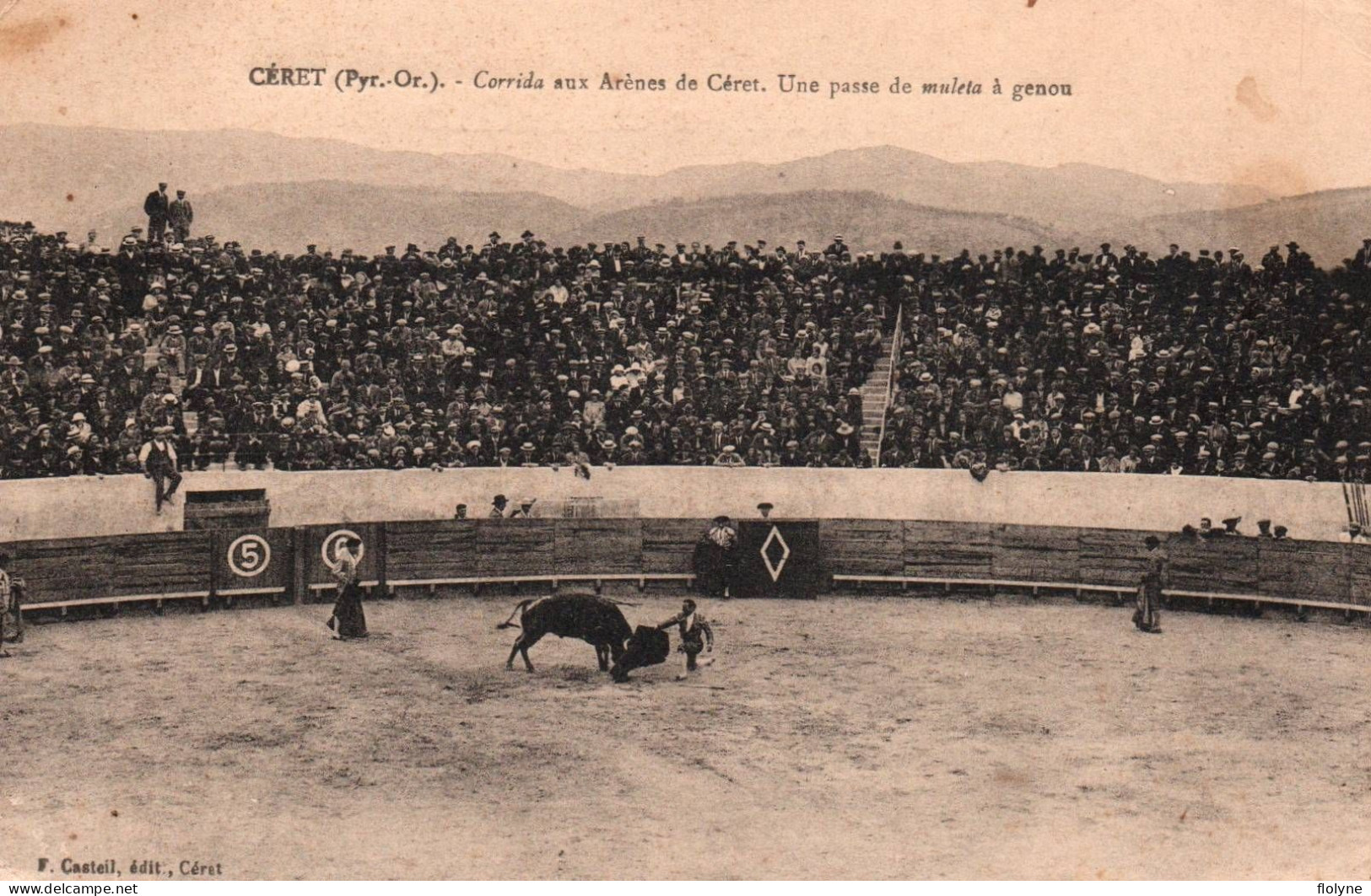 Corrida - Arènes De Céret - Une Passe De Muleta à Genou - Torero Toréador - Stierkampf