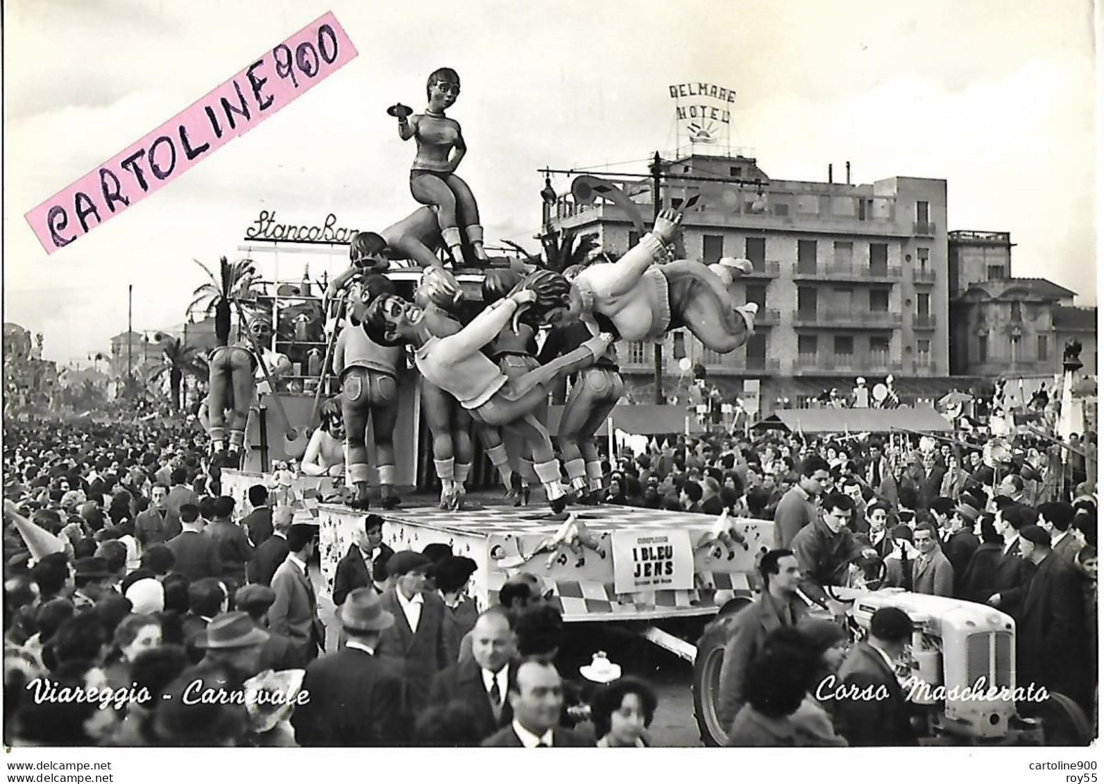 Toscana Viareggio Carnevale Corso Mascherato Animatissima Veduta Carro Complesso I Bleu Jens Anni 50 (v.retro) - Carnevale