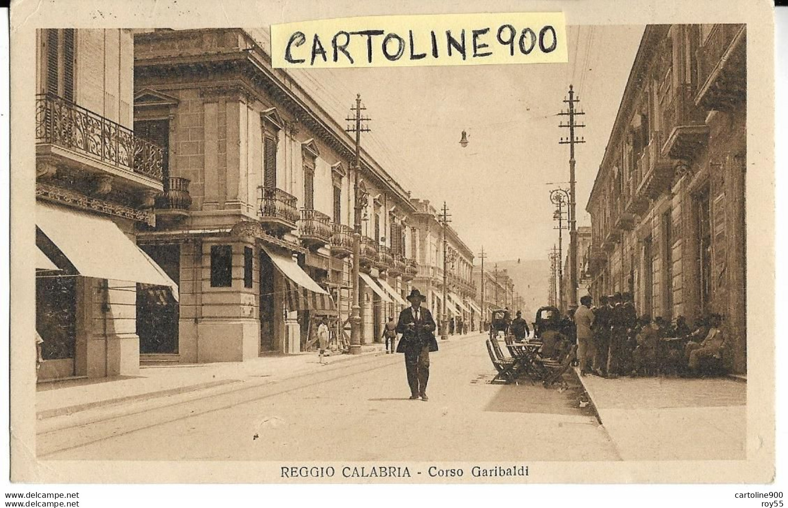 Calabria-reggio Calabria Corso Garibaldi Veduta Animatissima Del Corso Fine Anni 20 (f.picc./v.retro/affr.) - Reggio Calabria