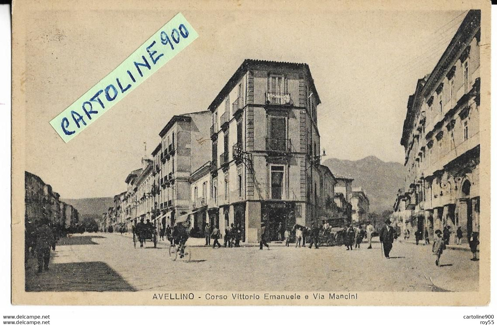 Campania-avellino Via Mancini E Corso Vittorio Emanuele Animatissima Veduta Anni 30 (f.piccolo/v.retro) - Avellino