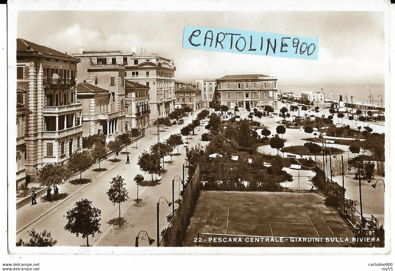 Abruzzo-pescara Centrale Veduta Giardini Sulla Riviera Anni 30 (f.picc./fotocelere/v.retro Affrancatura) - Pescara