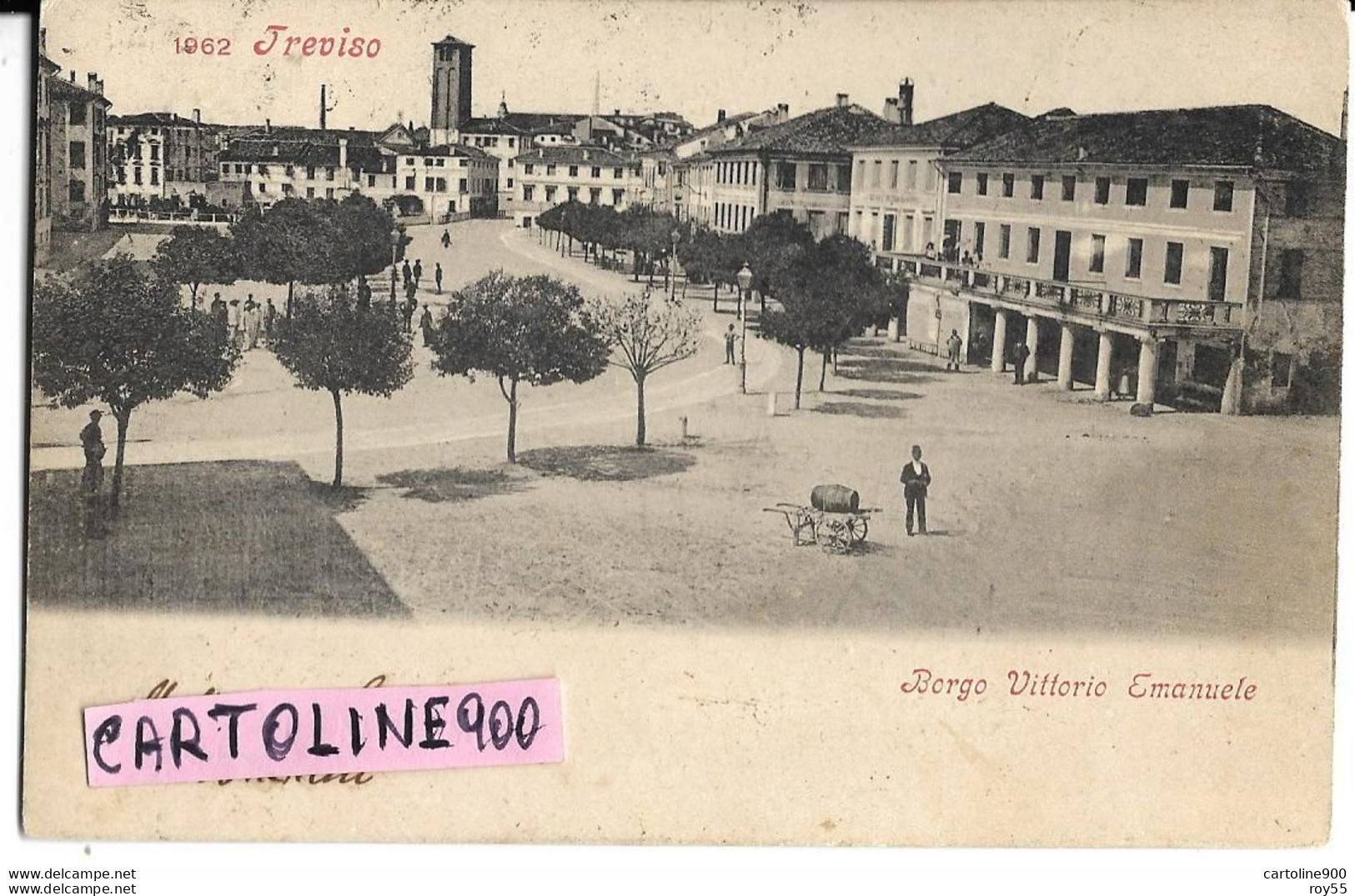 Veneto-treviso-borgo Vittorio Emanuele Veduta Piazza Di Borgo Vittorio Emanuele Primissimi 900 (f.piccollo/v.retro) - Treviso