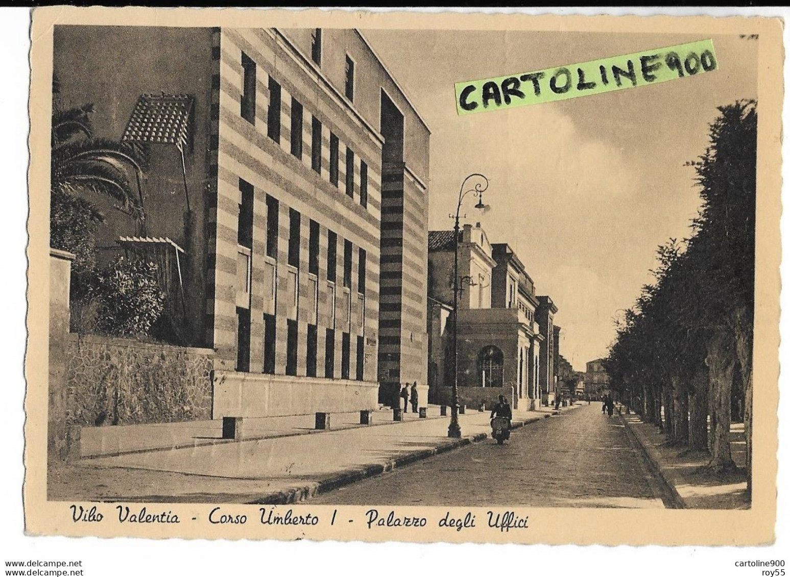 Calabria-vibo Valentia Corso Umberto I Anni 50 Altezza Palazzo Degli Uffici Veduta Viale Vespa In Transito - Vibo Valentia