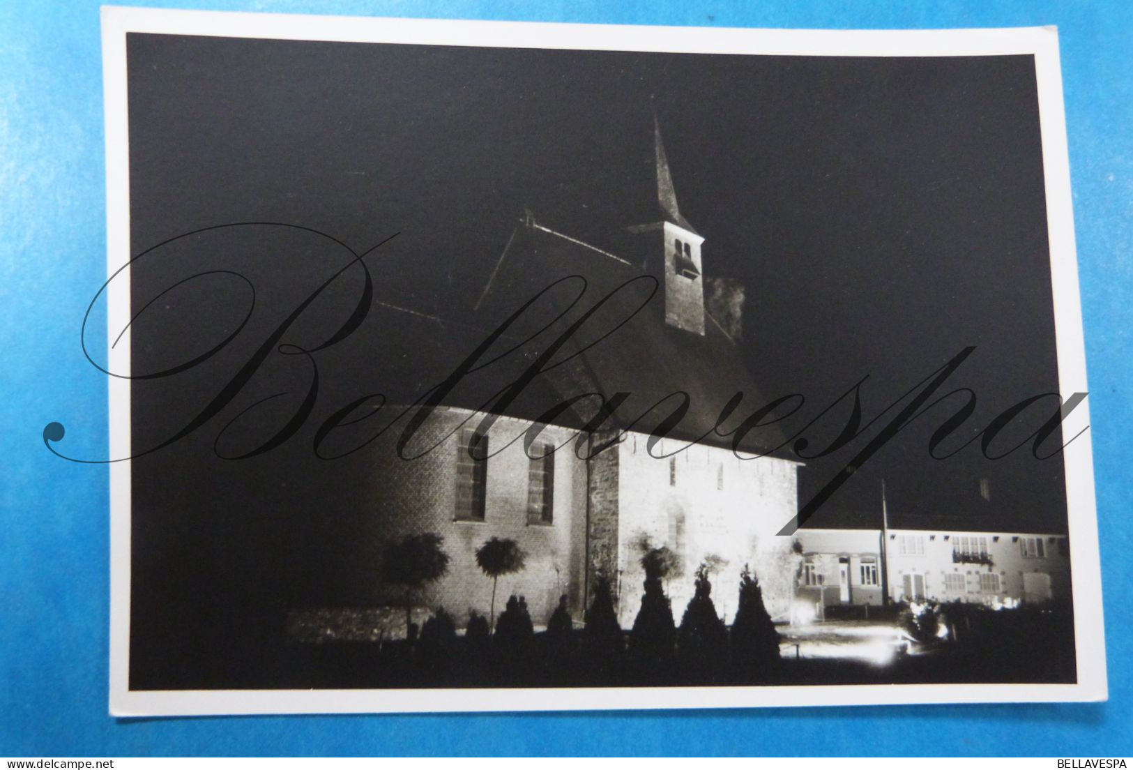 Fotokaart Doka Gevaert  1975 Of Ouder Kerk Centrum Nachtopname Te Indentificeren Belgie - Fotografie