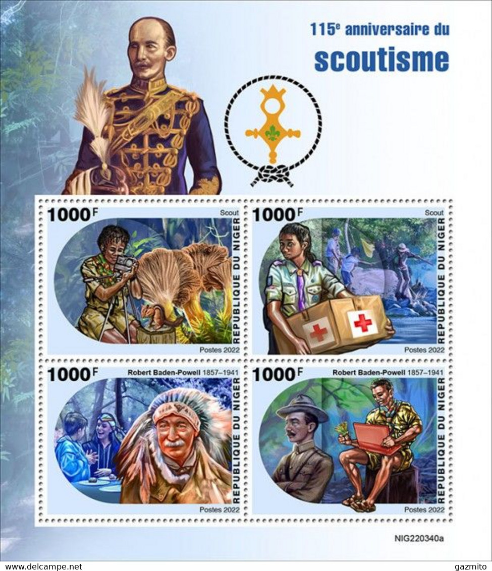 Niger 2022, Scout, Red Cross, Indian, 4val In BF - American Indians