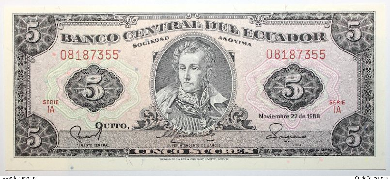 Équateur - 5 Sucres - 1988 - PICK 113d.1 - NEUF - Ecuador