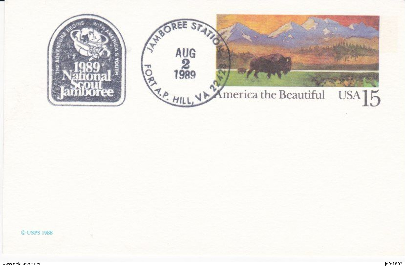 1989 National Scout Jamboree  - The Adventure Begins With American's Youth - Used Stamps