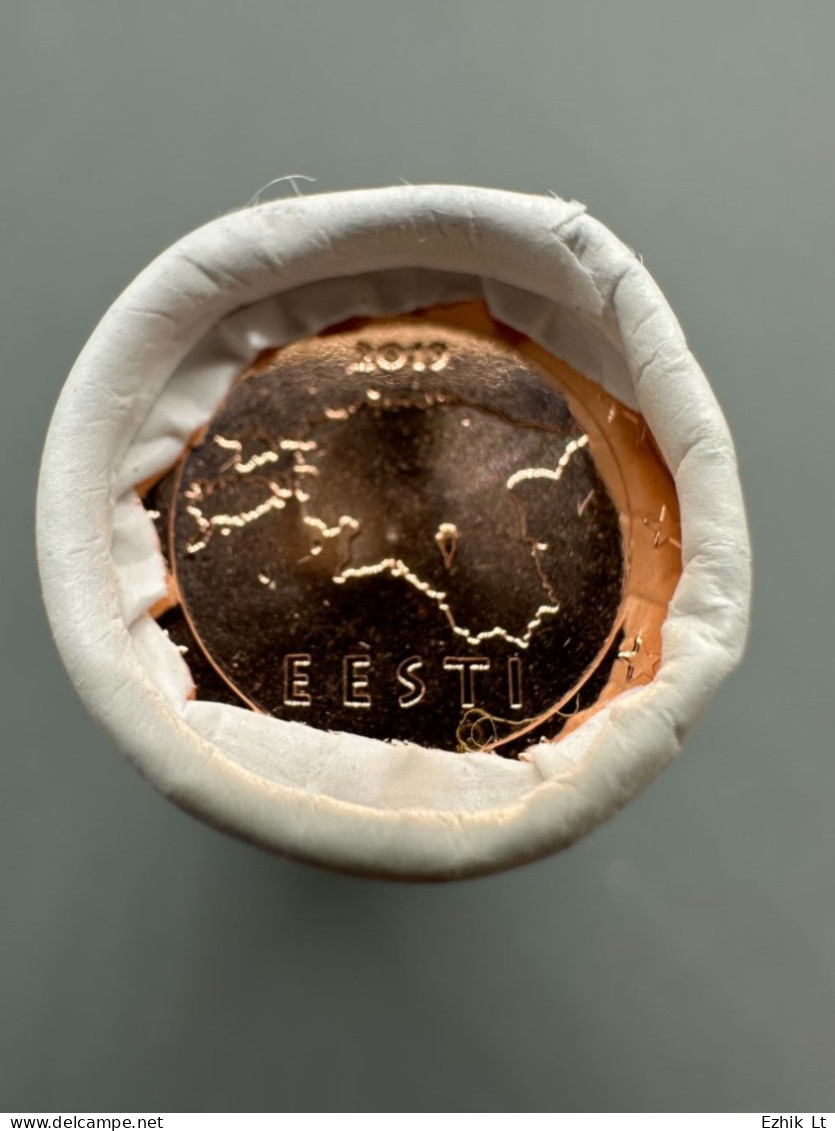 ESTONIA 2019 1 Cent UNC Mint Coin Roll. 50 Coins X 1 Cent.  KM# 61 - Rollos
