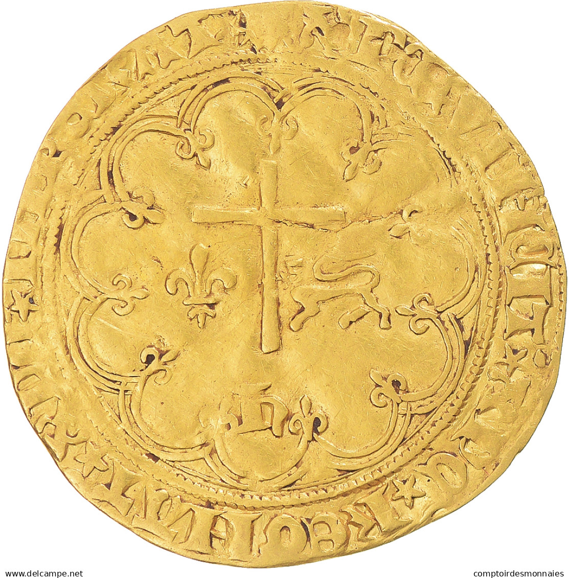 France, Henri VI, Salut D'or, 1422-1453, Dijon, Or, TTB, Duplessy:443A - 1422-1453 Hendrik VI Van Engeland