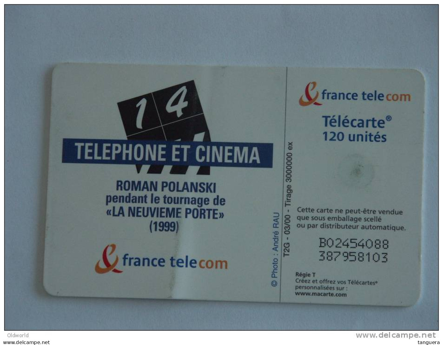 Roman Polanski Film La Neuvième Porte Telefoonkaart Frankrijk Frane Télécom Télécarte 120 - 2000