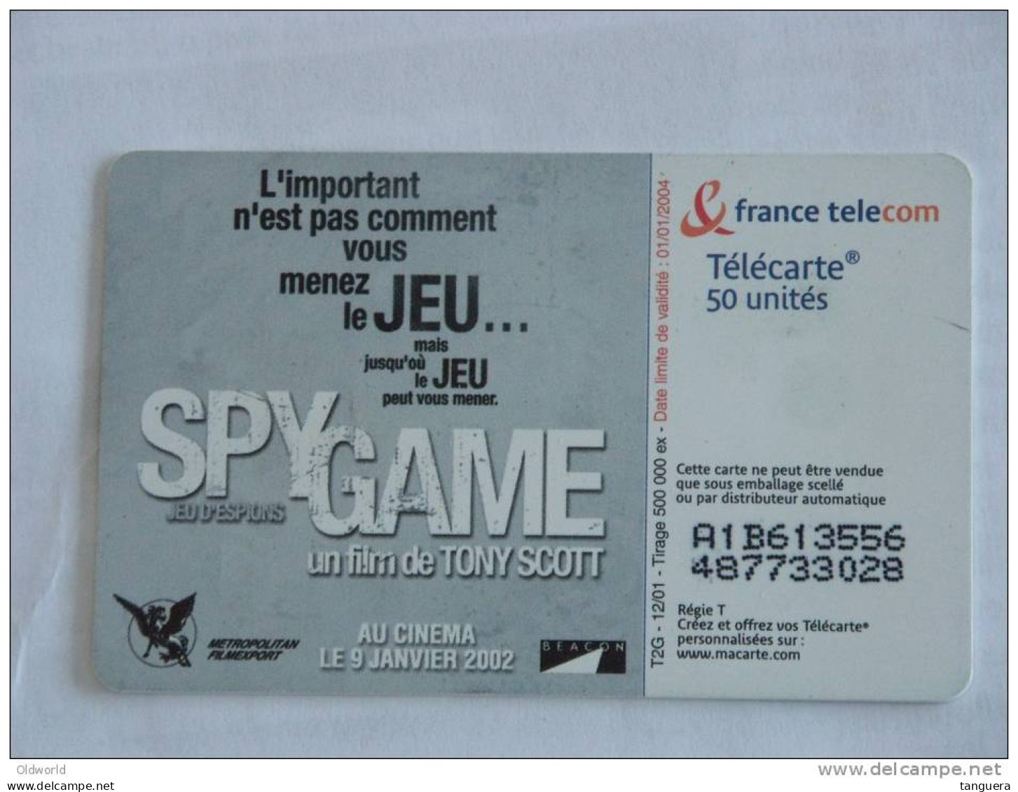 Robert Redford Spy Game Jeu D'espions Telefoonkaart Frankrijk France Télécom Télécarte 50 - 2001